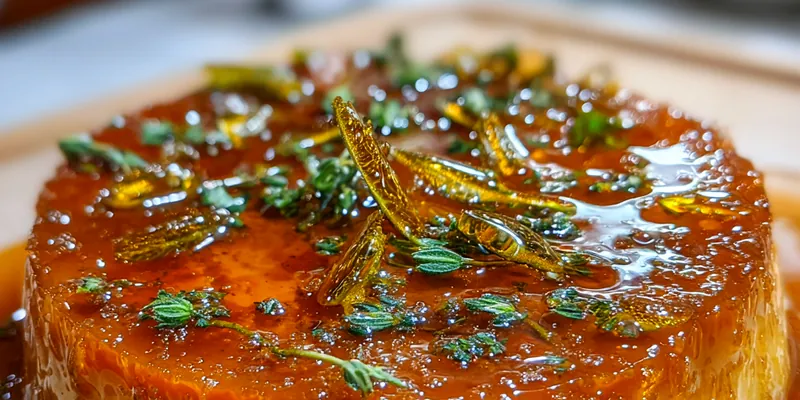 Delicious Caramel Moon Pudding on plate