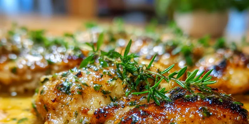 Delicious Creamy Garlic Chicken Skillet on plate