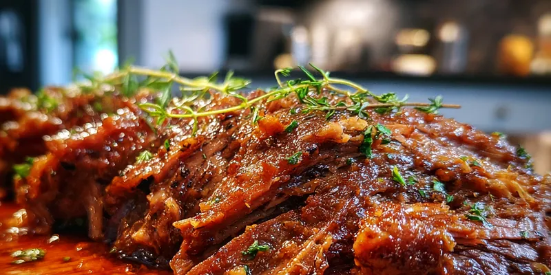 Delicious Slow-Cooked BBQ Pulled Beef on plate