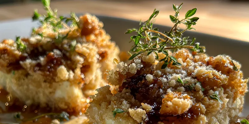 Delicious Snowy Vanilla Crumble on plate