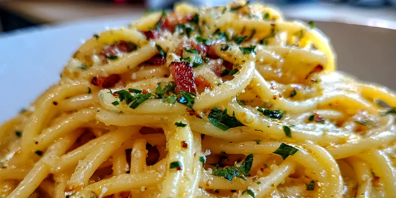 Spaghetti Carbonara on plate